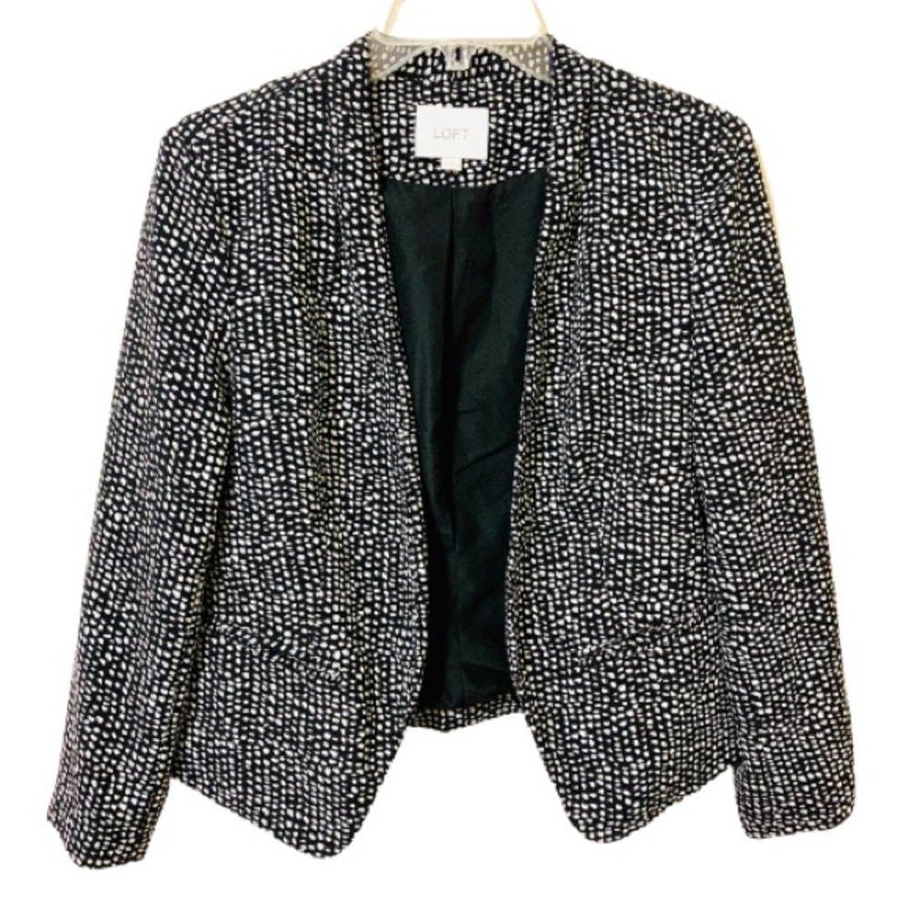 Ann Taylor Loft Blazer - Speckled Black/White - Medium
